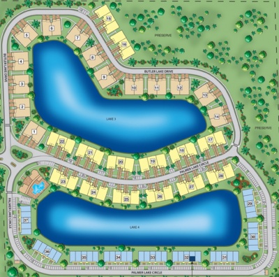 Livingston Lakes site plan of condos and coach homes 