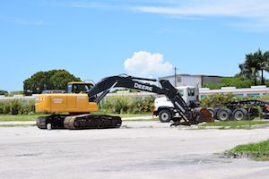 Heavy equipment is arriving ready to start construction at Naples Square.